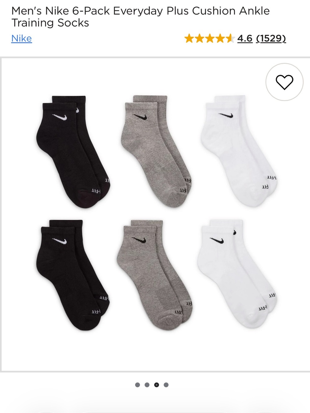 Nike Men’s 6-Pack Everyday Ankle Socks — Black, Gray, White- 4 pairs new